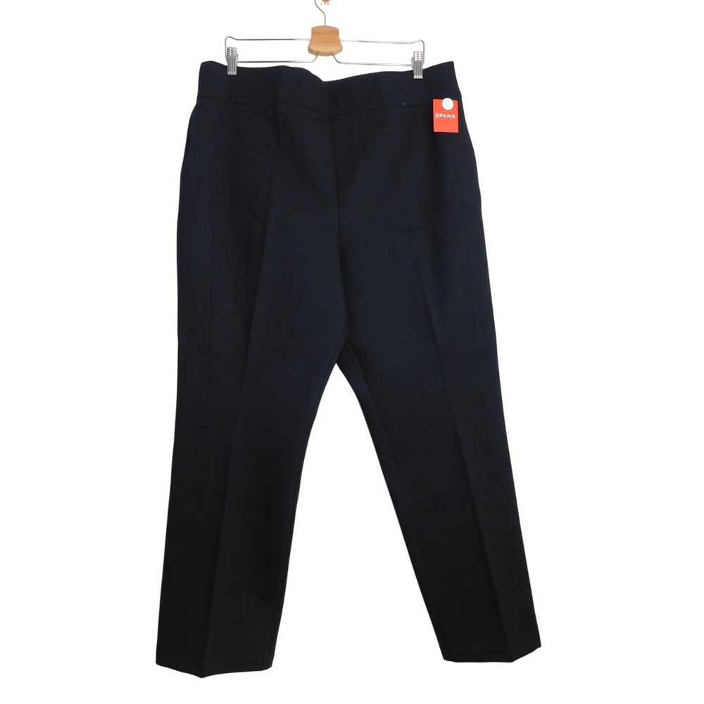 Spanx Slim Straight Pants Women 3X Petite Black Perfect Pant 20254Q Ponte Knit